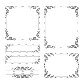 Set of Decorative vintage frames and borders. floral ornamental frame. Calligraphic frame and page decoration. Vector illustration