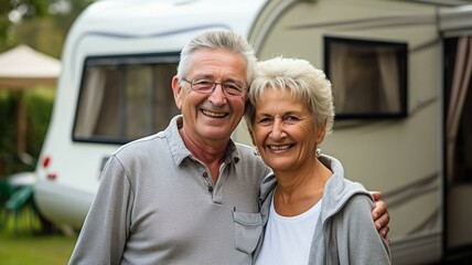 Retired couple with caravan