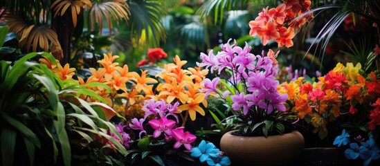 colorful garden, the flora embraced by nature thrived with an array of plants, each boasting fresh, vibrant hues that painted the environment with an enchanting botany display.