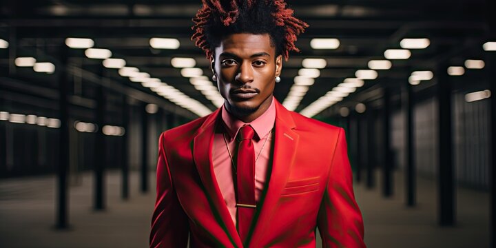 a man in a suit in a red suit, generative AI