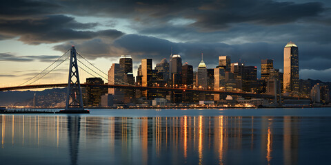 A panoramic view of a bustling city at night