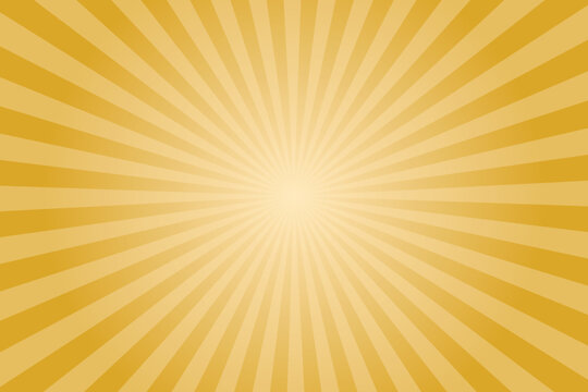 Sunburst goldenrod rays pattern. Radial sunburst ray background with stripes. Vector illustration. Sun background as design element.	