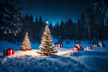 Fototapeta na wymiar christmas tree in the night