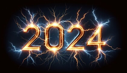 Happy new year 2024 with electric style