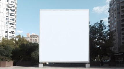 Obraz premium Outdoor white canvas billboard background, blank urban outdoor billboard background, billboard vertical
