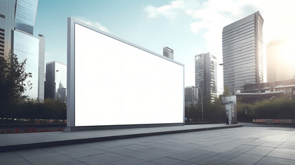 Outdoor white canvas billboard background, blank urban outdoor billboard background, billboard vertical