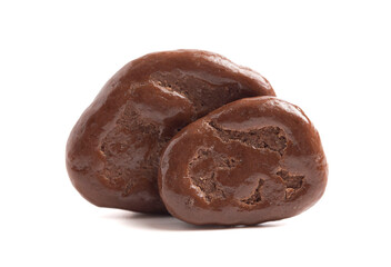 Healthy Chocolate Covered Banana Chips Isolated on a White Background