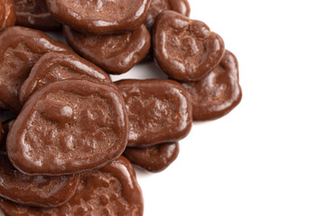 Healthy Chocolate Covered Banana Chips Isolated on a White Background