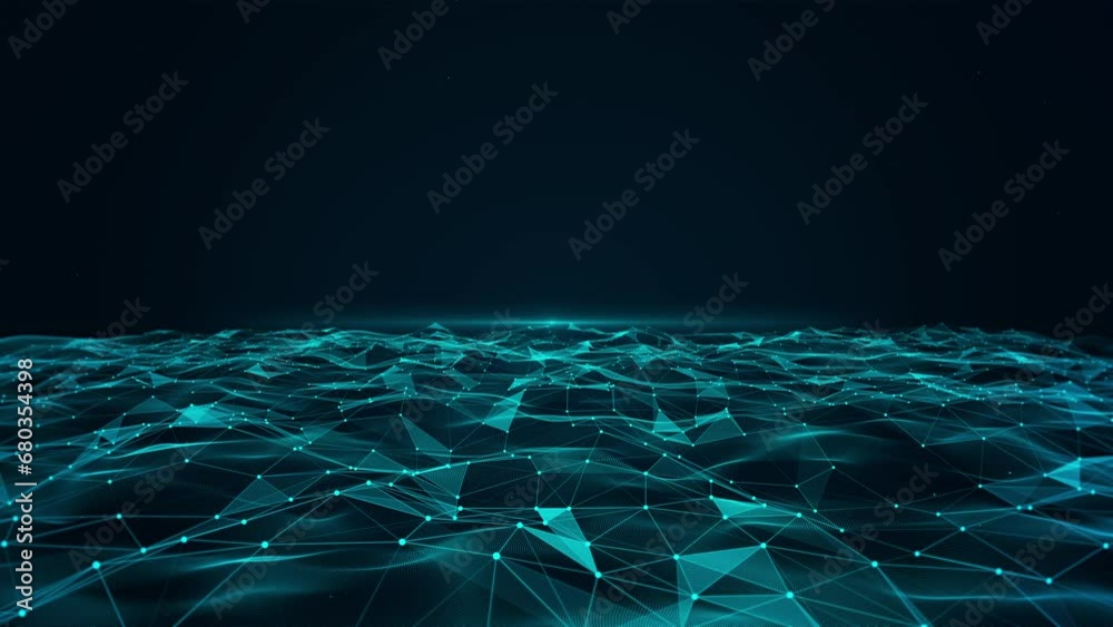 Wall mural 4k digital network polygonal plexus abstract background