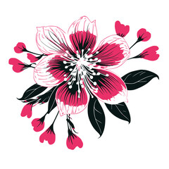 Flower Plant Twig Beautiful Fragrant Blooms Wallpaper Design Abstract Line Art Background Graphic