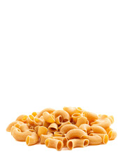 Gluten Free Dry Brown Rice Elbow Macaroni Pasta Isolated on a White Background