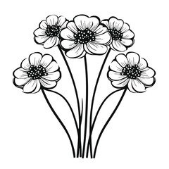 Flower Plant Twig Beautiful Fragrant Blooms Wallpaper Design Abstract Line Art Background Graphic