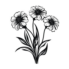 Flower Plant Twig Beautiful Fragrant Blooms Wallpaper Design Abstract Line Art Background Graphic