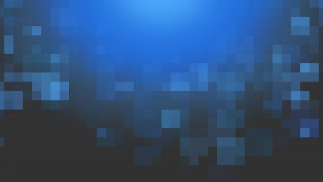 An abstract design on a blue and black background with a grid-like pattern of small white squares, creating a modern and visually appealing composition