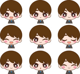 笑う会社員の男性イラストセット

