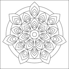 Easy Coloring Pages for Adults. Coloring Page of geometric abstract mandala. Simple mandala. EPS 8. #759