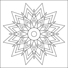 Easy Coloring Pages for Adults. Coloring Page of geometric abstract mandala. Simple mandala. EPS 8. #767 - obrazy, fototapety, plakaty
