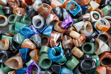 Assortment of colorful resin rings