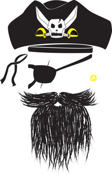 Black Beard Pirate - Eye Patch Gold Vector Graphic