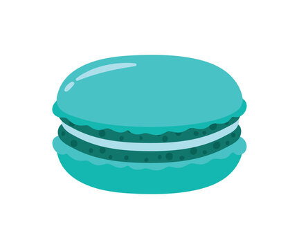 Blue Macaron Bakery Food in Cute Cartoon Vector Illustration