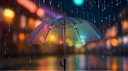Rain_On_Rainbow_Umbrella_on_a_dark_abstract_backgrou