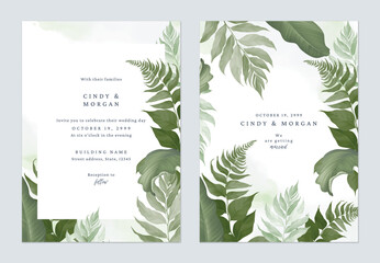 White greenery fern leaves wedding invitation - 680356363