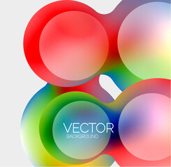 Beautiful flowing round shapes and circles abstract background. Liquid color bubble composition