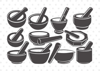 Mortar And Pestle Clipart SVG Cut File | Mortar Pestle Svg | Mortar Svg | Mortar Icon Svg | Pestle Svg | Mortar And Pestle Svg Bundle