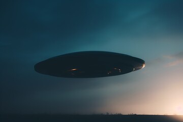 Naklejka na ściany i meble A visually striking image of a UFO captured in full focus, surrounded by a mesmerizing colorful tint, creating an otherworldly and captivating scene. 