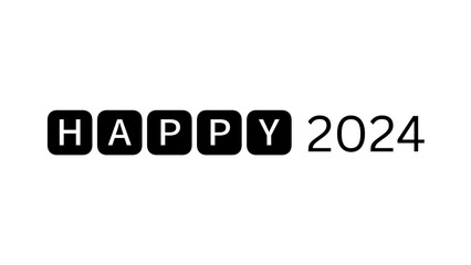 happy new year 2024 - in round islaten black and white