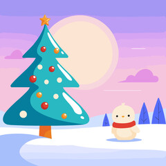 Acoustic landscape with Christmas and a cute bird