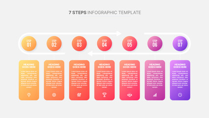 Modern Process Cycle Round Infographics Design Template with 7 Stages