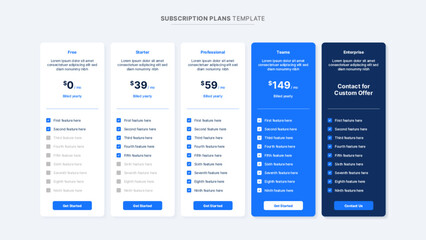 Plan Offer Price Package Subscription Comparison Table Chart Infographic Design Template