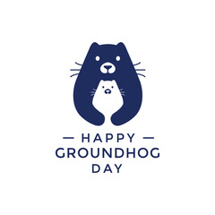 happy groundhog day cute mammal mascot animal funny logo design graphic vector