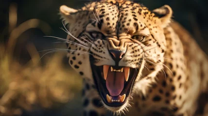 Fotobehang angry cheetah 3d wallpaper background ai generated © anis rohayati