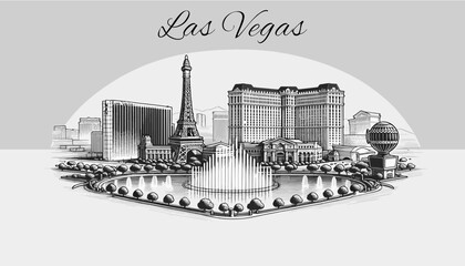 Las Vegas Skyline Panorama - Vektor-Illustration