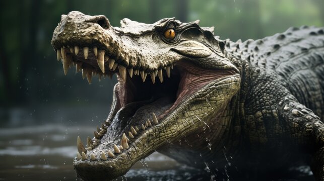 angry crocodile background wallpaper ai generated
