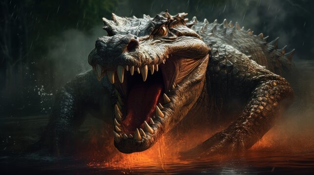 angry crocodile background wallpaper ai generated