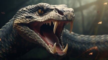Fototapeta premium big angry snake background image wallpaper ai generated