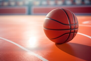 Basketball Court with Ball, Background Sports advertising with empty space.