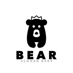 Bear king silhouette logo cartoon design illustration 