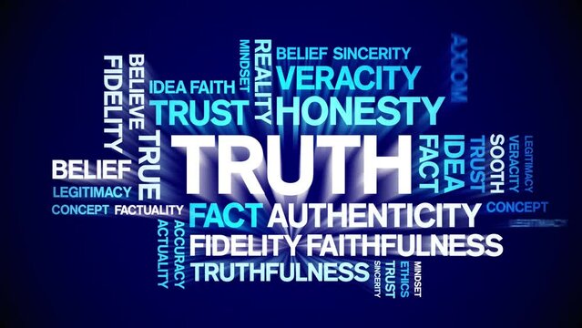 Truth animated tag word cloud;text design animation kinetic typography seamless loop.