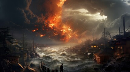 Fototapeta premium world disaster background wallpaper ai generated