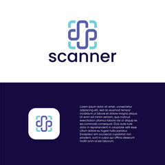 Scanner logo, scanning bar code icon vector