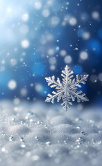 Fototapeta na wymiar Falling snowflakes and Bokeh with white and blue background.