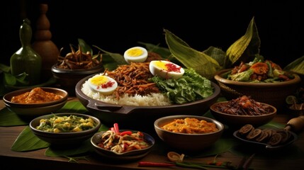 Indonesian traditional food background wallpaper ai generated
