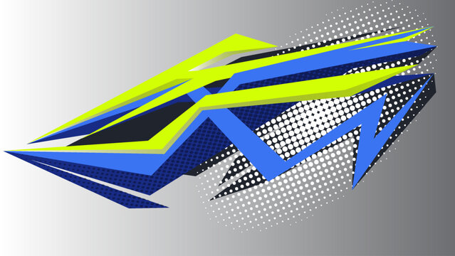 Automotive art geometric stripe sticker. Truck or car or vehicle abstract stripes. Car Body Mockup.