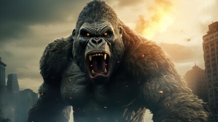 angry king kong background wallpaper ai generated - obrazy, fototapety, plakaty
