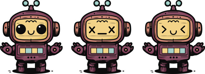 Funny cartoon robot on Retro-Styled