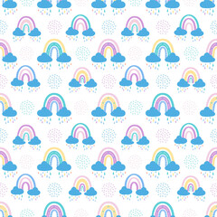 pattern with cartoon rainbows